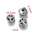 Perle signe de paix argentée pour bijoux DIY avec trou de 4 mm et 10,5 mm de diamètre - Avion-Couleur Acier
