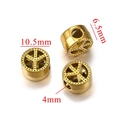 Perles signe de paix dorées pour bijoux DIY, diamètre 10,5 mm et trou de 4 mm - Avion-Or