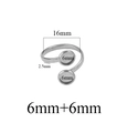 Detail view of 16mm adjustable stainless steel double round bezel ring base for DIY jewelry - Double Round Bezel / Steel