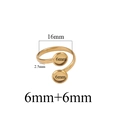 Detail view of 16mm adjustable twisted ring base with dual 6mm trays for DIY jewelry - Double Round Bezel / Gold