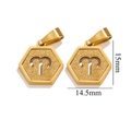 Golden 18K stainless steel Aries zodiac pendant with a hexagonal matte finish - Aries (A)