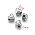 Gepolijste zilveren 8mm hartvormige afstandskralen van roestvrij staal voor DIY sieraden - Hart-Staal
