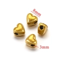 Gepolijste 8 mm hartvormige goudkleurige stalen kralen met 3 mm gaten voor DIY-sieraden - Hart-Goud