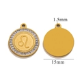 18K gold plated Leo zodiac pendant with cubic zirconia and 15mm round metal disc - Leo - Gold
