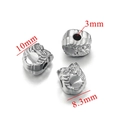 Drie uilvormige titaniumstalen kralen voor DIY-sieraden met gedetailleerde 10mm breedtemaat - Holle Uil (Zilver)
