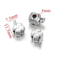 Zilveren klavertje vier bedel voor DIY sieraden met een 3mm gat en getextureerd oppervlak - Klaver-Staal