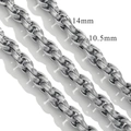 Detailed comparison of 14mm and 10.5mm silver stainless steel braided twist chains - Linear Pattern Style 【256g】
