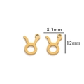 Pendentif Taureau doré en acier inoxydable pour création de bijoux 8,3mm x 12mm - Or Taureau