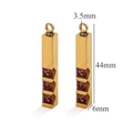 Gouden rechthoekige hanger met drie rode zirkonia en verticaal 44mm ontwerp - Donkerpaars-Goud / Individuele OPP-zakverpakking