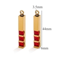 Gouden roestvrijstalen parfum hanger met drie rode zirkonen, hoogte 44mm - Rood-Goud / Individuele OPP-zakverpakking