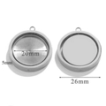 20mm stainless steel round pendant tray for DIY jewelry making with dimensions - Steel