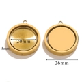 Golden stainless steel round pendant base with 20mm inner and 26mm outer diameter - Gold