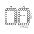 Silver rectangular chain earrings in twisted link style with 43mm height dimensions - Rectangular-Steel Color