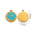 Macro detail of 15mm light blue enamel heart pendant with 18k gold plated finish - Blue