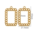 Golden rectangular twisted NK link earrings with 43mm height and 27.5mm width - Rectangular-Gold