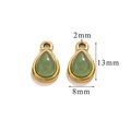 Macro detail of teardrop green stone pendants with gold frame and size markings - 13mm x 8mm / Small-Green Aventurine
