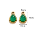 Detailed view of 13x8mm green teardrop pendants in gold stainless steel frames - 13mm x 8mm / Small-Green Agate