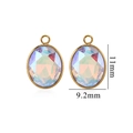 Oval gold-rimmed iridescent glass pendant charm with 11mm height for DIY jewelry making - Small / AB Color (Small-3)
