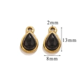 Detailed dimension guide for teardrop black stone charms with 13mm height and 8mm width - 13mm x 8mm / Small-Obsidian