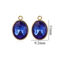 Oval dark blue crystal pendant with gold metal rim and top ring, 11mm by 9.2mm size - Small / Dark Blue (Small-4)