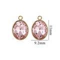 Pink oval crystal charms in golden bezels, 11x9.2mm pendants for DIY jewelry making - Small / Pink (Small-5)