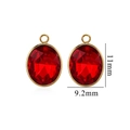 Oval red crystal pendant with gold frame measuring 11mm by 9.2mm for DIY jewelry making - Small / Red (Small-6)