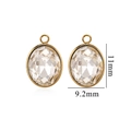 Golden oval crystal pendant with faceted glass for jewelry making, 11x9.2mm size - Small / Clear (Small-9)