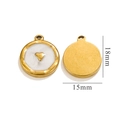 18K gold-plated stainless steel 15mm heart pendant for DIY jewelry in white and gold - White