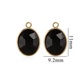 Oval black crystal pendant with gold frame for DIY jewelry making 11mm x 9.2mm - Small / Black (Small-10)