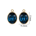 DIY oval blue crystal glass pendants with gold metal edge, 11x9.2mm jewelry making parts - Small / Blue (Small-11)