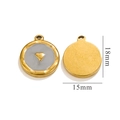 18K gold plated heart pendant with grey enamel detail for DIY jewelry making - Gray