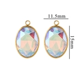 Oval crystal pendant with AB coating and gold metal border for DIY jewelry making - Large / AB Color (Large-3)