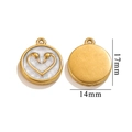 Ciondolo cuore e uccello placcato oro 18K per gioielli fai da te, 17mm x 14mm - Cigno - Bianco