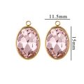Pink faceted oval crystal pendants with gold metal frames and size measurements - Large / Pink (Large-5)