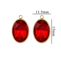 Oval red crystal charm in gold setting with faceted surface and hanging loop, 11.5x15mm - Large / Red (Large-6)
