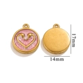 Ciondolo a cuore placcato oro 18K con smalto rosa per creazione gioielli fai da te - Cigno-Rosa