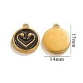 Ciondolo a cuore in smalto nero placcato oro 18 carati con cigno, 17mm per 14mm - Cigno-Nero