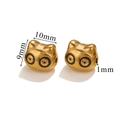 Detailed size view of golden 9mm animal charm bead for DIY jewelry making - Black Cat