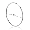 Bracciale rigido minimalista in acciaio inossidabile argento lucido da 65 mm - Round Wire Style / 55mm / Colore acciaio