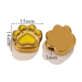 Macro view of 15mm golden stainless steel paw print beads with yellow enamel for DIY - Yellow Paw Heart