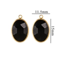 Oval black faceted crystal charms in gold stainless steel frames for DIY jewelry - Large / Black (Large-10)
