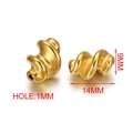 Perla a spirale dorata lucida per gioielli fai da te lunga 14mm con foro da 1mm di diametro - 9x14mm (Confezione da 5 Pezzi) / Oro
