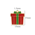 Enamel Christmas gift box charm with red and green bow for DIY jewelry making 15x15mm - Red Green Gift Box Style (A)