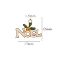 Goldener Noel-Weihnachtsanhänger mit Stechpalmen-Detail und weißem Emaille - NOEL Buchstaben Anhänger