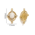 Colgante retro francés de acero de titanio dorado con piedra ovalada blanca y circón - Conector Ovalado de Doble Agujero (2262) / 19x13mm / Obsidiana Blanca