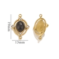 Colgante vintage 19mm de piedra negra y metal dorado con cristales para creación de joyas - Conector Ovalado de Doble Agujero (2262) / 19x13mm / Obsidiana
