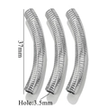 37mm stainless steel 18K gold plated textured curved tube beads with 3.5mm hole - Horizontal Wave Style (C-Steel)