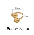 Golden 16mm adjustable twisted ring with double 10mm round blank trays for DIY - Double Round Bezel / Gold
