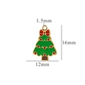 Grüner Emaille Weihnachtsbaum Anhänger in Goldoptik mit roter Schleife, 16x12mm - Weihnachtsbaum