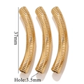 18K gold plated stainless steel 37mm curved tube beads with 3.5mm hole for DIY jewelry - Horizontal Wave Style (C-Gold)